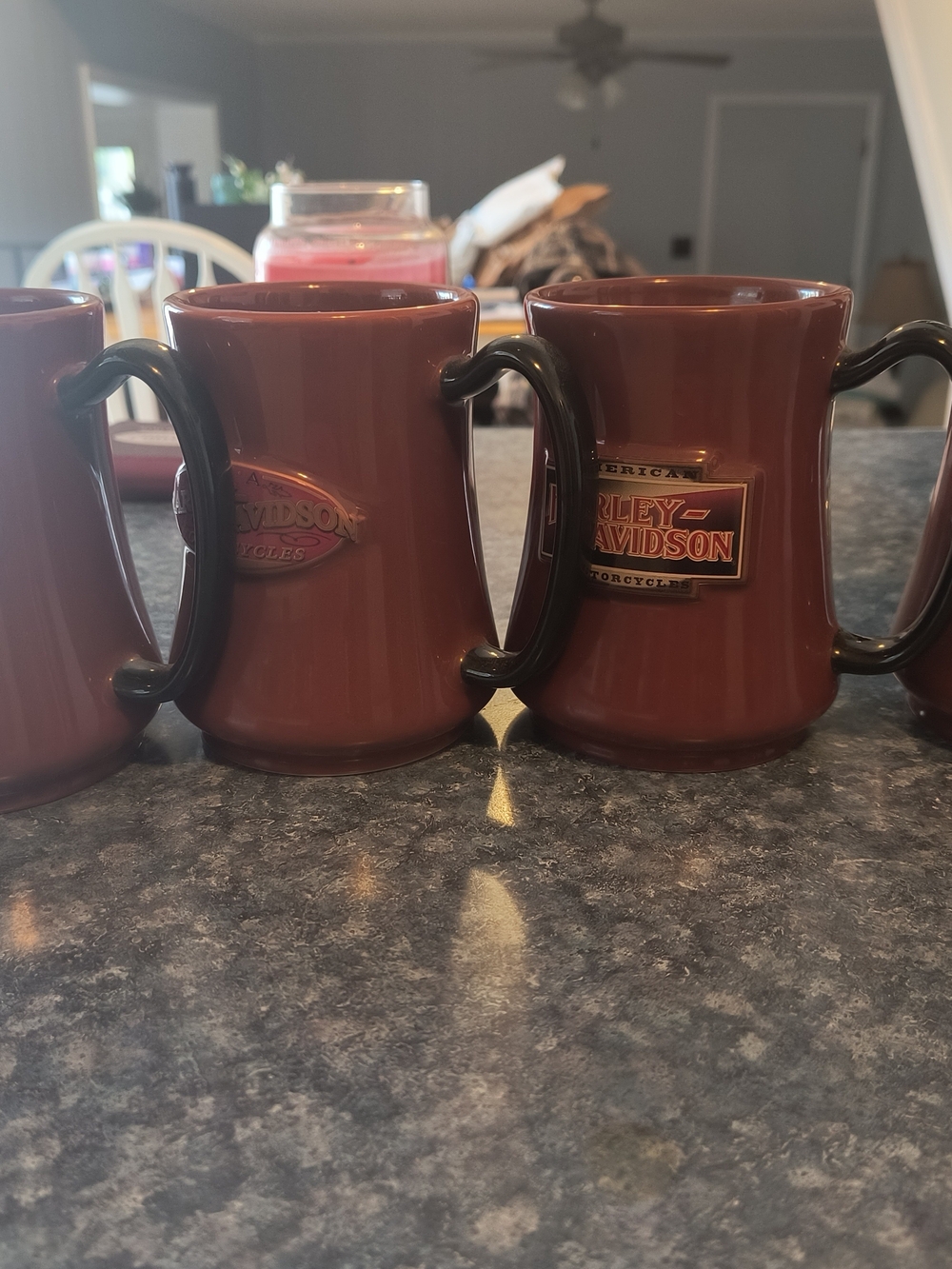 Four Harley-Davidson Brown Mug with Black Handle and Logo Plaque